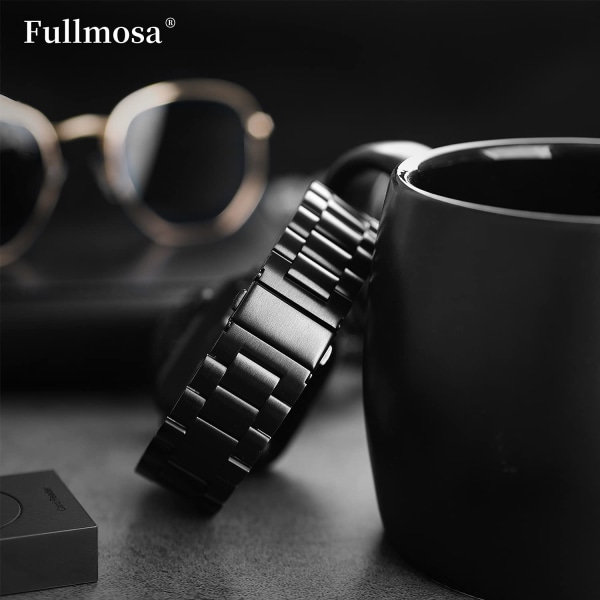 Metallisk armband i rostfritt stål för iWatch/Apple Watch Series 8/7 SE/6/5/4/3/2/1 Series Ultra, 38 mm/40 mm/41 mm svart