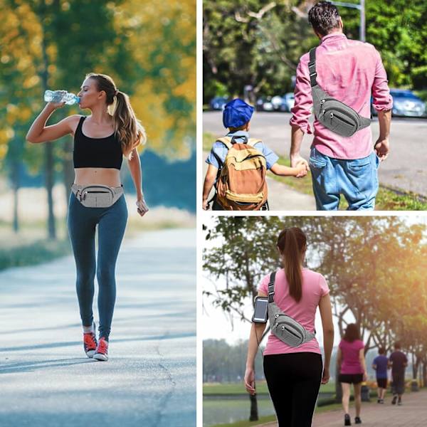 Vyötärölaukku, Säädettävä Muoti Pieni Laukku, Sopii Ulkoiluun, Pyöräilyyn, Urheiluun, Vaellukseen, Unisex (harmaa)