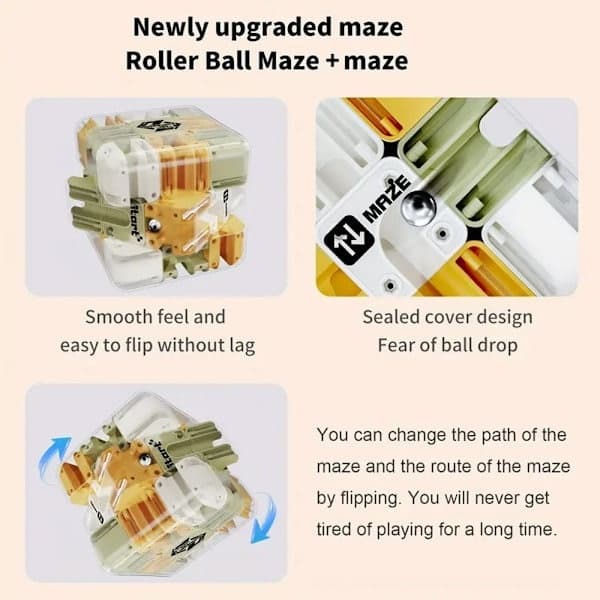 3D Labyrint Terning Puslespil til Børn, Hjernetrænings Labyrint Terning til Alderen 3+