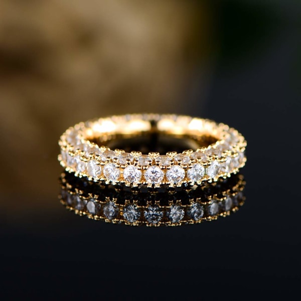 Kvinner 3-rads evighetsring bryllupsring hvitt gull eller rosegullbelagt cubic zirconia evighetsbånd ring smykker