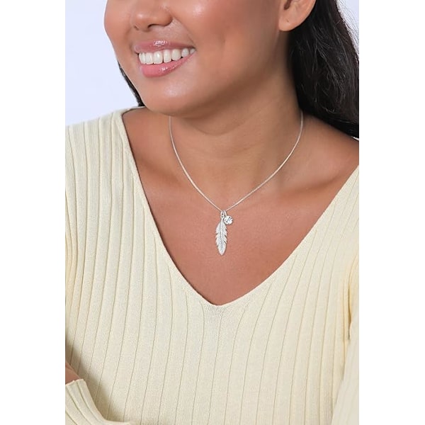 Halsband Fjäder Kristall i 925 Sterling Silver