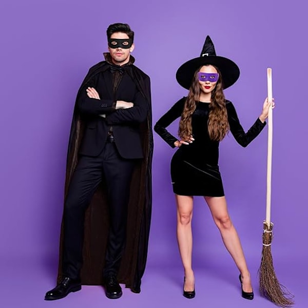 2 kpl Halloween-naamioita naamiaisnaamioita Cosplay-juhlapukeutumistarvikkeita (musta)
