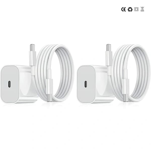 1-pakkaus iPhone-laturisetti, 20W USB-C-virtasovitin + 2m kaapeli, valkoinen 1-pakkaus USB-C 1-Pack