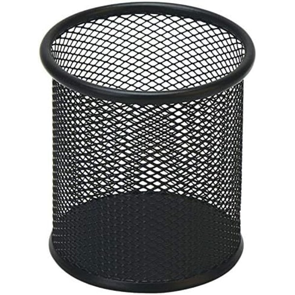 Black Pen Holder Cup for Desk, Black Wire Mesh Pencil Cup Holder for Desk Office Pen Organizer