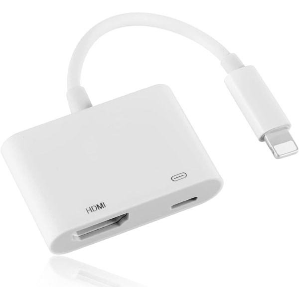 Lightning-HDMI-sovitin【Apple MFi -sertifioitu】, iPhone-HDMI-sovitin 1080P HD Digital AV -sovitin HDMI-kaapelimuunnin iPhonelle televisioon iPad-synkronointinäyttöön