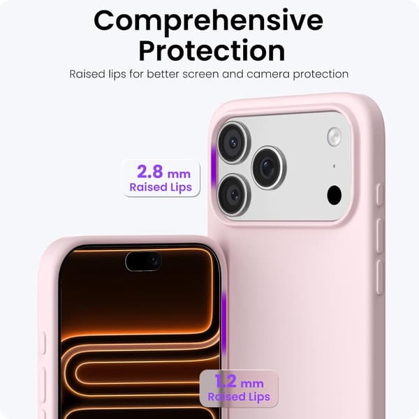 1 stk, kompatibel med iPhone 17 Pro Max-deksel, rosa, 6,9\", støtsikker beskyttelse, kamerabeskyttelse pink