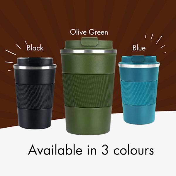 Kaffe Resmugg, Återanvändbar Kaffe Mugg Olivgrön, 380ml