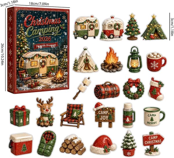 Julkalender Blind Box 2026, Akryl Nyckelring Ornament Set C