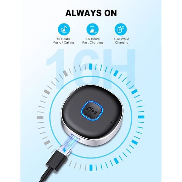 Bil Bluetooth 3,5 mm AUX-adapter, Mini Bluetooth 5.3-mottagare, Kompatibel med Hemstereo/Högtalare, Stöder Handsfree-samtal, Dubbla Enheter