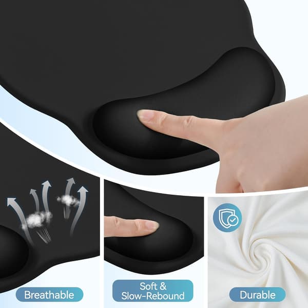 1 stk musematte med håndleddsstøtte, 2-i-1 ergonomisk musematte med håndleddsstøtte, søt skrivebordsdekor, svart (8,66*9,65 tommer) black