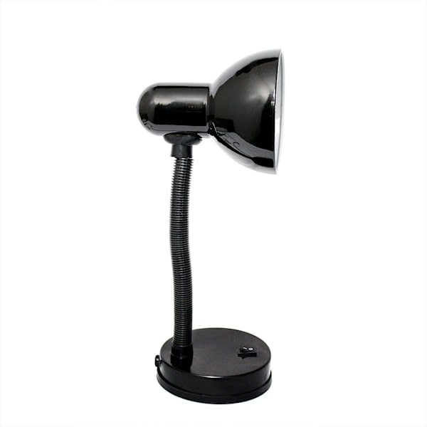 Basal Metal Skrivebordslampe med Fleksibel Slangehals til Kontor, Stue, Soveværelse, Kollegieværelse, Bogreol, Sort