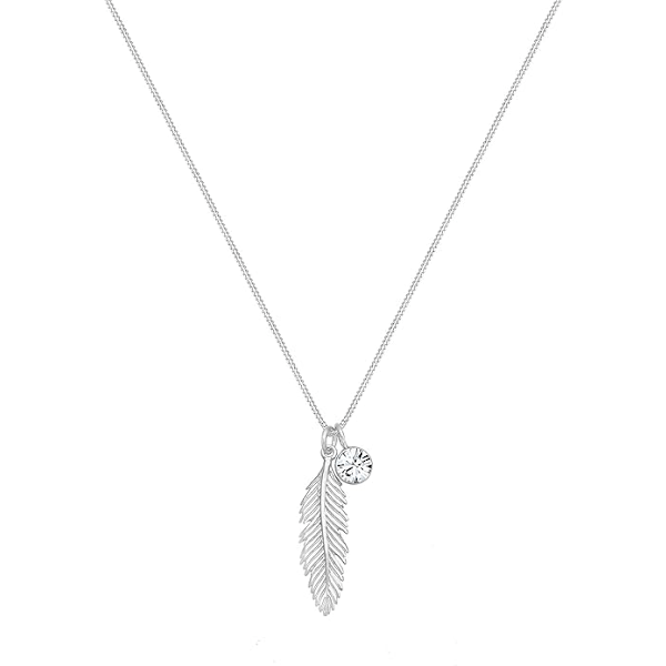Halsband Fjäder Kristall i 925 Sterling Silver