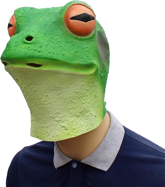 Grodmask Grön Reptil Vuxen Latex Gummi Heltäckande Djurkostym, 28 * 25 * 2 cm