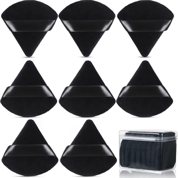 6 kpl Cotton Triangle set, joka on erittäin pehmeä sekä kuivana että kosteana peitevoidelle/löysäpuuterille/vartalopuuterille/meikkivoidelle/poskipunalle (musta)