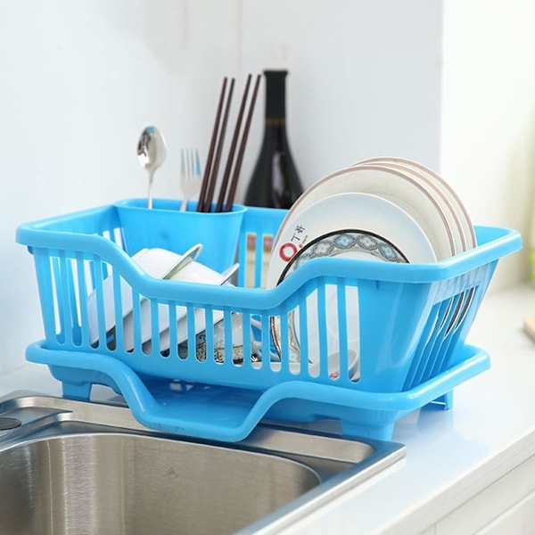 Diskställ i plast för kök, vattenavrinningsställ, skål och ätpinnar, förvaringsställ, förvaringslåda, förvaringskorg