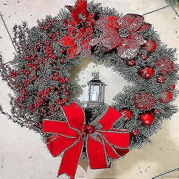 Julekrans Kunstige Blomster Rød 35cm Julekranse Julepejs Krans Indendørs Udendørs 35cm