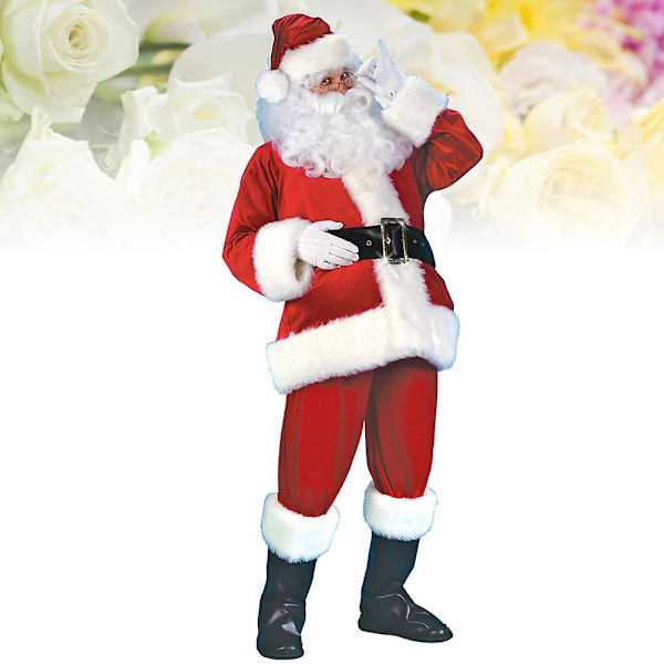 7-delad Jultomte Kostym Jultomte Kostym Jultomte Peruk Skäggset Jultomte Cosplay L（75x60x2cm）