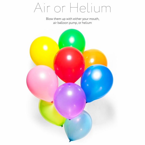 Regnbueballongsett (100 pakke) 12 tommer, assorterte lyse farger, laget med sterk flerfarget lateks, for helium- eller luftbruk