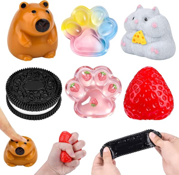 Squishy, 6 stk Squishy Leker, Fufu Squishy Fidget Leker for Voksne | Myke Klemme Sensoriske Stressleker Angstdempende for Dekompresjon Multiple models
