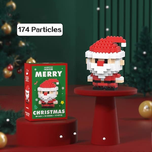 Jule Micro Byggeklodser Sæt, DIY Mini Mursten Legetøj til Børn og Voksne, Pædagogisk Julepynt, Julegave Dukker Santa Claus