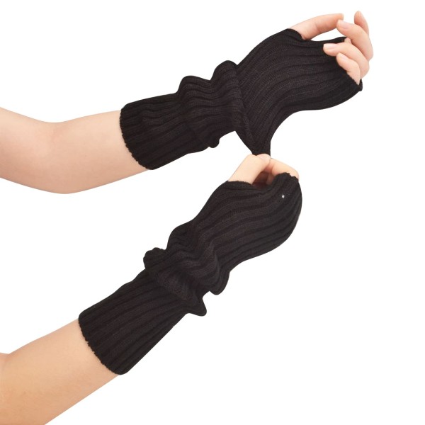 Damearmvarmere, strikkede langærmede fingerløse handsker vanter Vinterhåndledsvarmere med hul til tommelfinger til piger
