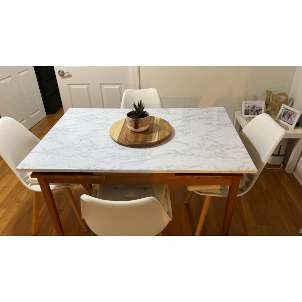 60cmx10m selvklæbende marmorfilm til møbler Hvid tapet Møbelklistermærke DIY