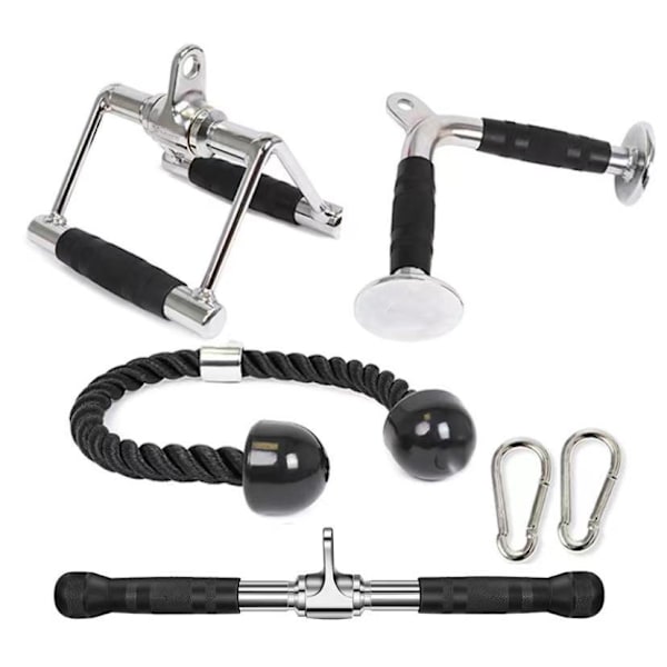 Hög drag ned kit, dubbel D roddhandtag, rep, V-stång, djup knäböj drag ned kabeltrissa maskin kraftställningstillbehör, silver