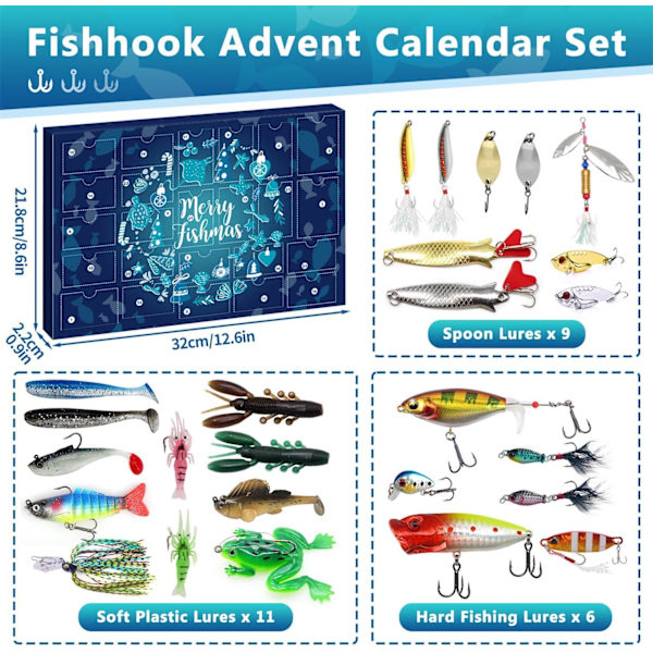 Adventskalender Män 2024, Fiske Adventskalender, Fisketackel Adventskalender, Fiskegåvor För Män Kvinnor Pappa Farfar 24 Fisketillbehör