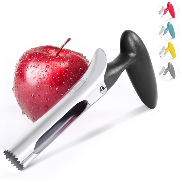 Eplekjerner, verktøy for fjerning av eple eller pære i rustfritt stål, svart