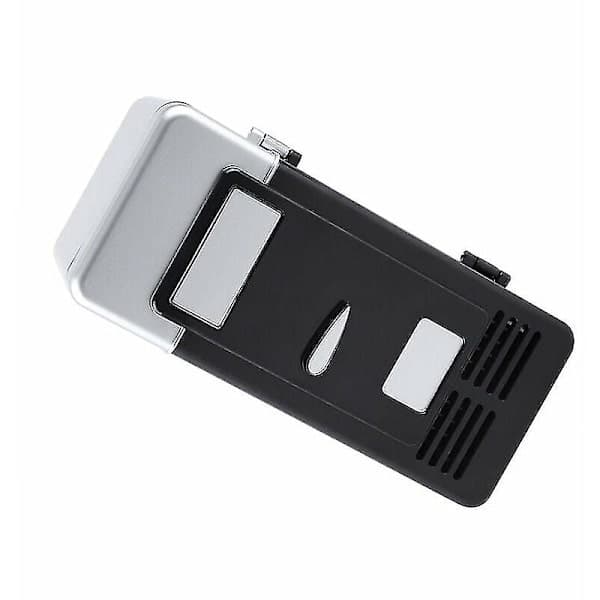 LED Mini USB Køleskab, Bærbar Drikkekøler og Varmer, Sort