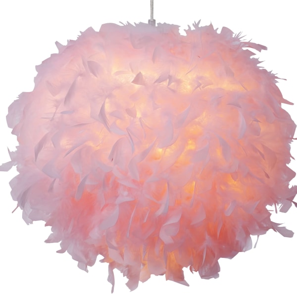 Feather Light Shade Lampeskjermer for taklampe, bordlampe, gulvlampe | Fluffy Feather Lampeskjerm Taklysskjerm (rosa)