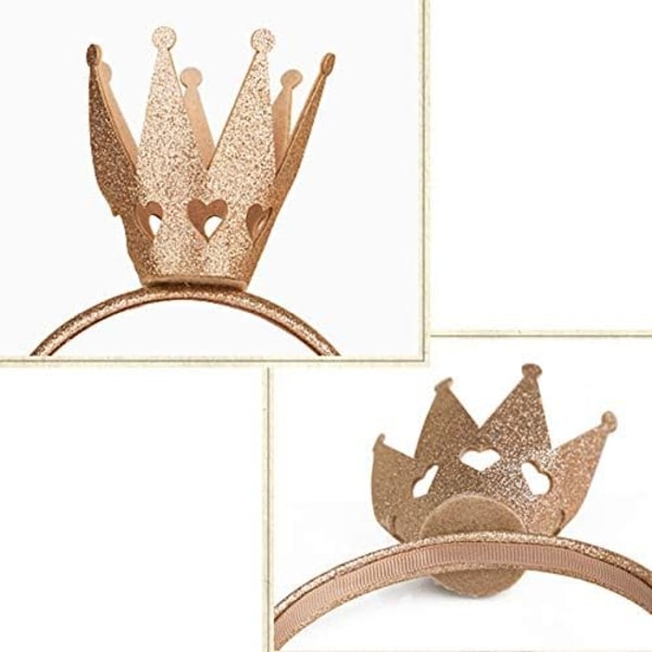Flickrande Krona Hårband för Flickor Prinsessa Alice Band för Kvinnor Baby Barn Småbarn Fest Födelsedag Rhinestone Huvudbonad Guld Silver Starkrosa (1 st)