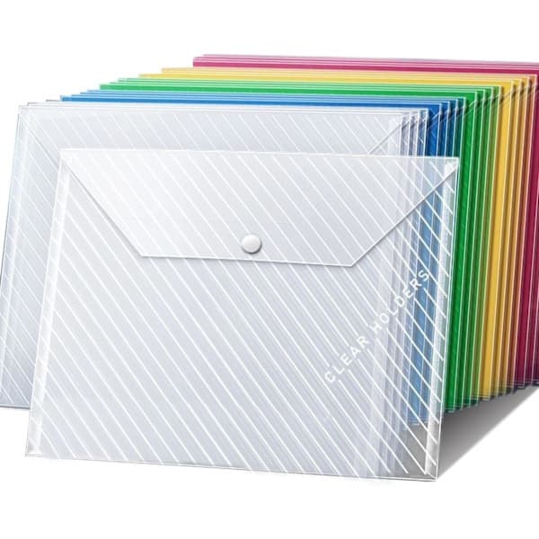 Dokumentmappe - A4 dokumentmappe - 50 stk. plastikkuvertmappe - med trykknaplukning dokumenttaske - til skole og kontor