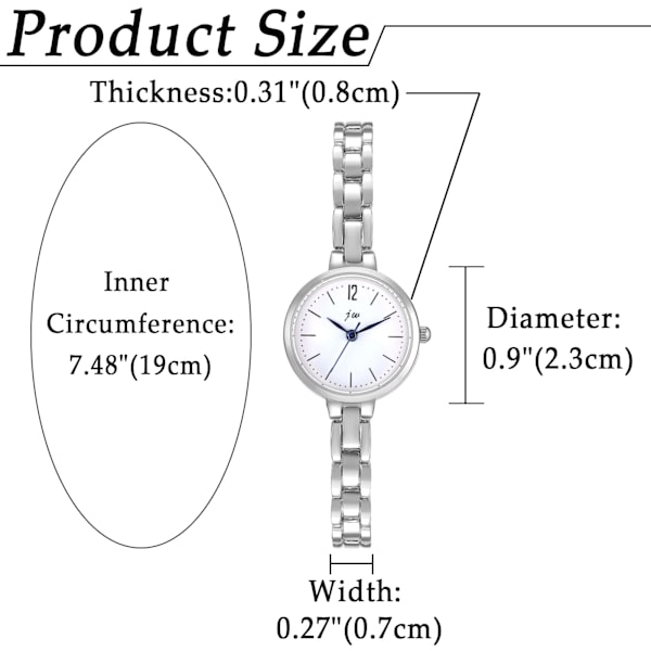 Elegant analog kvarts klokke for kvinner - Liten og enkel klokke for forretninger og fritid med metallarmbånd i sølv
