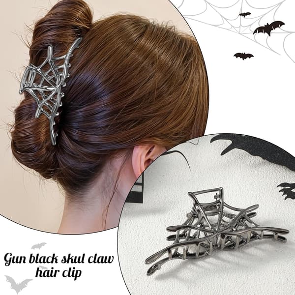 Halloween edderkoppespind metal hårklemme, gotisk-stil legeringsklemme (edderkoppespind design) – perfekt til kvinders cosplay feststyling. spiderweb