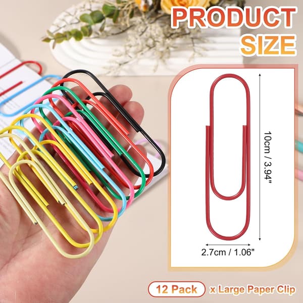 10 cm / 4 tum extra stor gem, 12-pack, för dokument DIY-hantverk hemmakontor, röd red