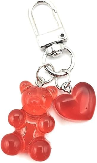 1 st Gummy Bear Nyckelring med Hjärtberlock, röd red