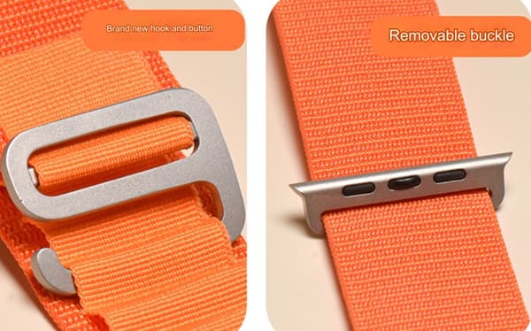 Nylon Loop Armband för Apple Watch Ultra 9/8/7/6/SE/5 42/44/45/49mm Orange + Grön + Starlight
