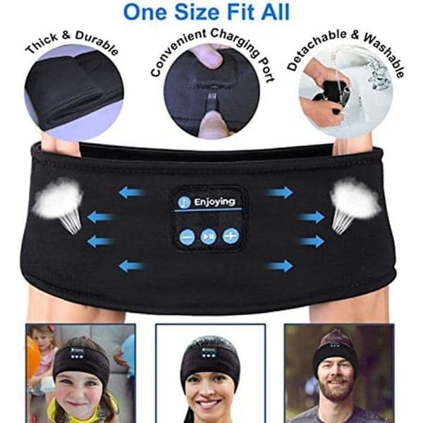 Sovhörlurar – Pannband & Ögonmask med Bluetooth-hörlurar Grå gray