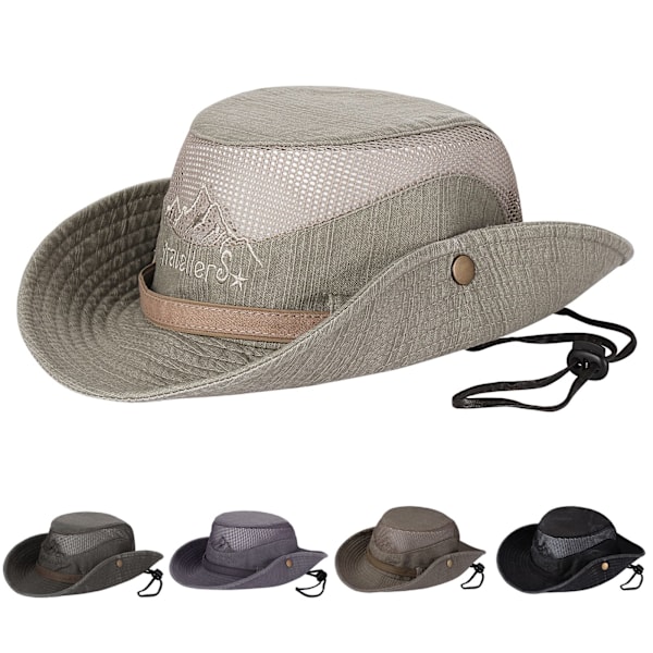 Solhatt UV-beskyttelse bøttehatt sommerhatter (Khaki) khaki