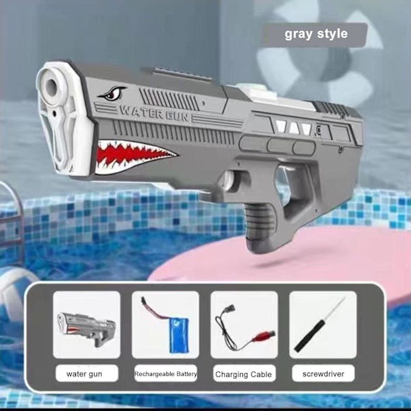 Elektrisk vattenpistol för vuxna och barn, automatisk med hög kapacitet grey