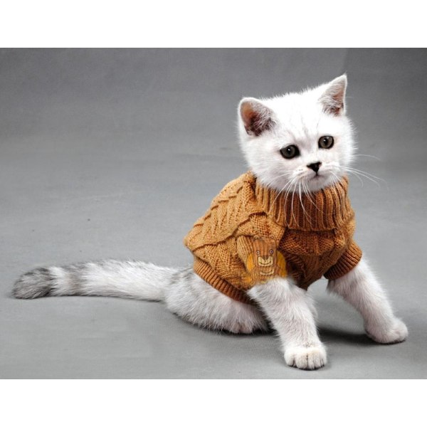 Pet Cat Sweater Killingetøj til katte Små hunde, rullekrave kattetøj Pullover Blød Varm, pasform Kitty, Chihuahua, Teddy, Puddel, Mops