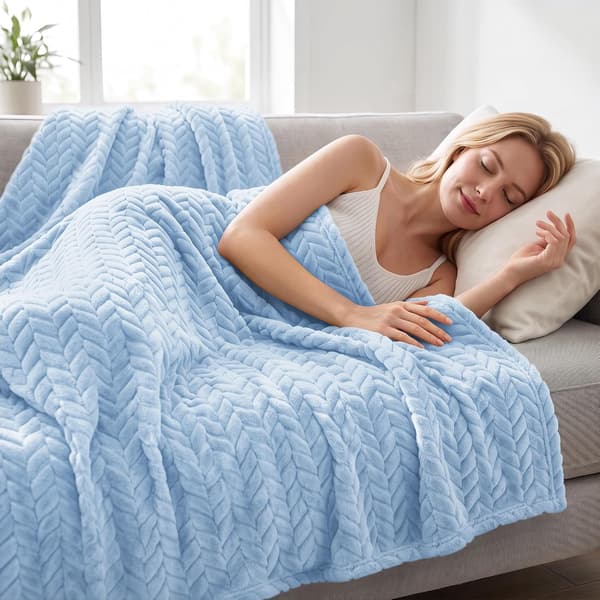 1 stk stort fleeceteppe til sofa, lyseblå | 127x178 CM, mykt pustende fluffy teppe. light blue