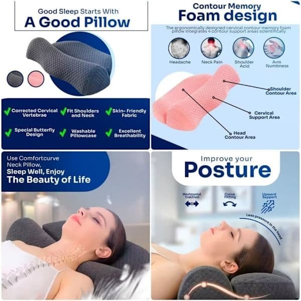 Ergonomisk Ortopedisk Nackkudde / Memory Foam Kudde – Andningsbar och Lindrar Nacksmärta