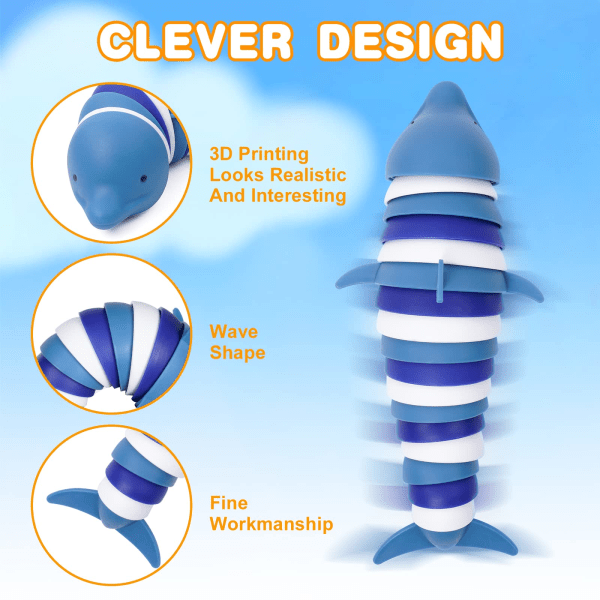 Dolphin Fidget-leketøy, vrivennlig leddet delfinfidget-leketøy, fleksibelt dekompresjonsleketøy for avslapning, håndsanseleketøy