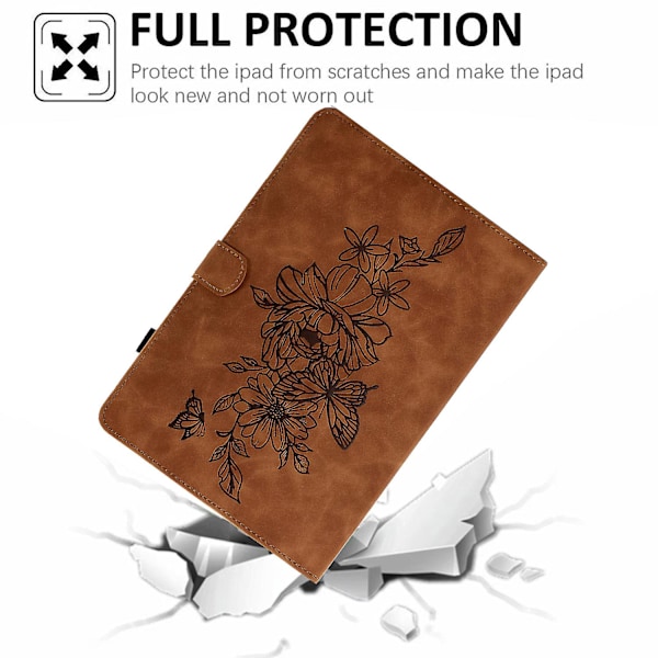 Skyddande surfplattefodral för Samsung Galaxy Tab A7 Lite 8,7 tum T220 / T225, fjärilsblommönster präglat PU-läder sömnad