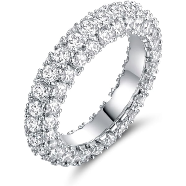 Kvinder 3 rækker Eternity Ring Bryllupsring Hvidguld eller rosaforgyldt Cubic Zirconia Eternity Band Ringsmykker