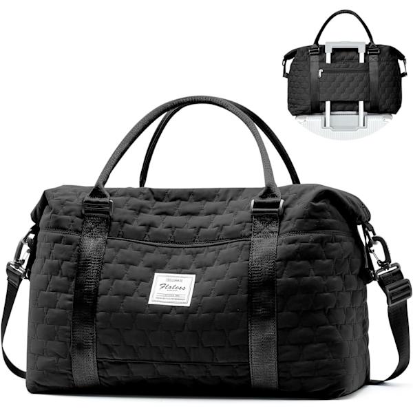 Weekender Duffel Bags til Kvinder og Mænd, Rejsetasker til Fly, Søde Sports Gym Dance Taske Overnatning Bagage Taske med Våd Lomme black