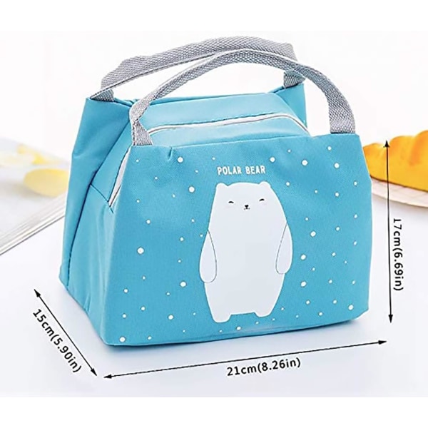 Madpakke, isoleret madpakke, vandtæt og isoleret madpose til børn, bærbar Bento madpakke (isbjørnemønster)