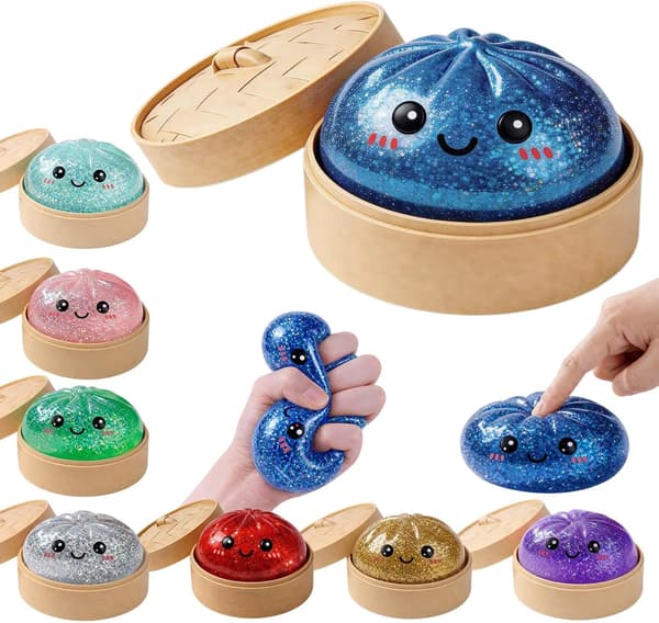 Glitter Dumpling Squishies Mystery Box, Mjuk Dumpling Stressavlastande Sensorisk Leksak för Vuxna (Mörkblå) Dark blue